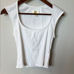 Maeve by Anthropologie Classic White Cap Sleeve Top